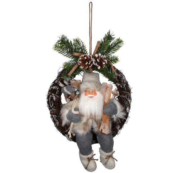 Weihnachtsmann Findus 30cm im Kranz mit LED