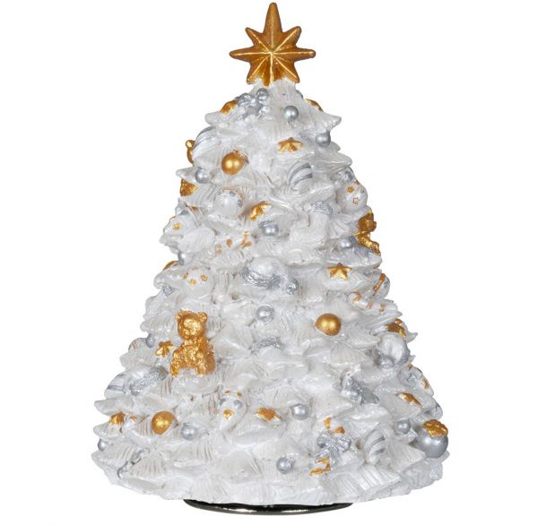 Mechanische Spieluhr Weihnachtsbaum weiß 17cm